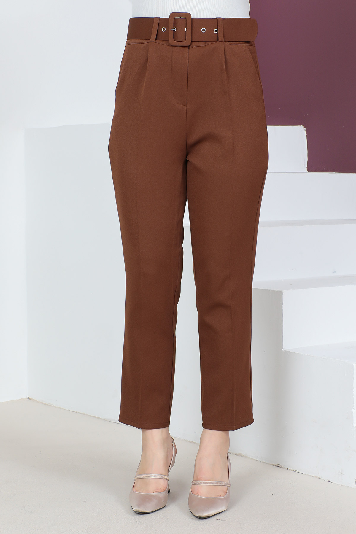 Arched Carrot Pants TSD221012 Brown