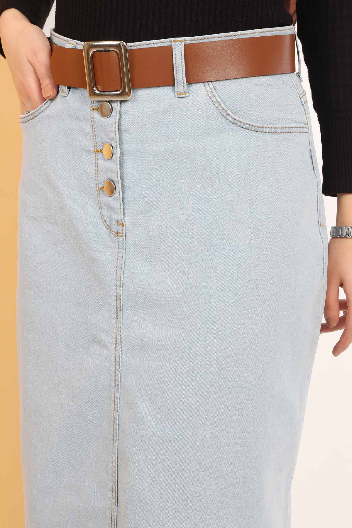 Arched Jeans Skirt TSD22018 Light blue