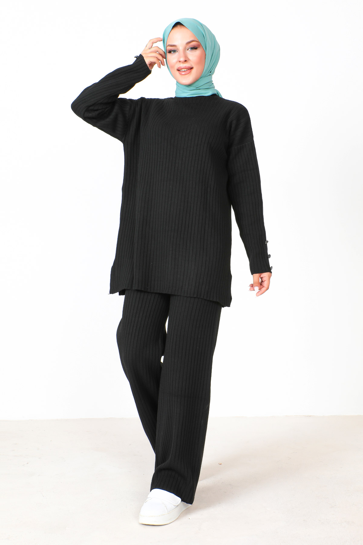 arm Ornamental Button Knitwear Suit TSD230801 Black