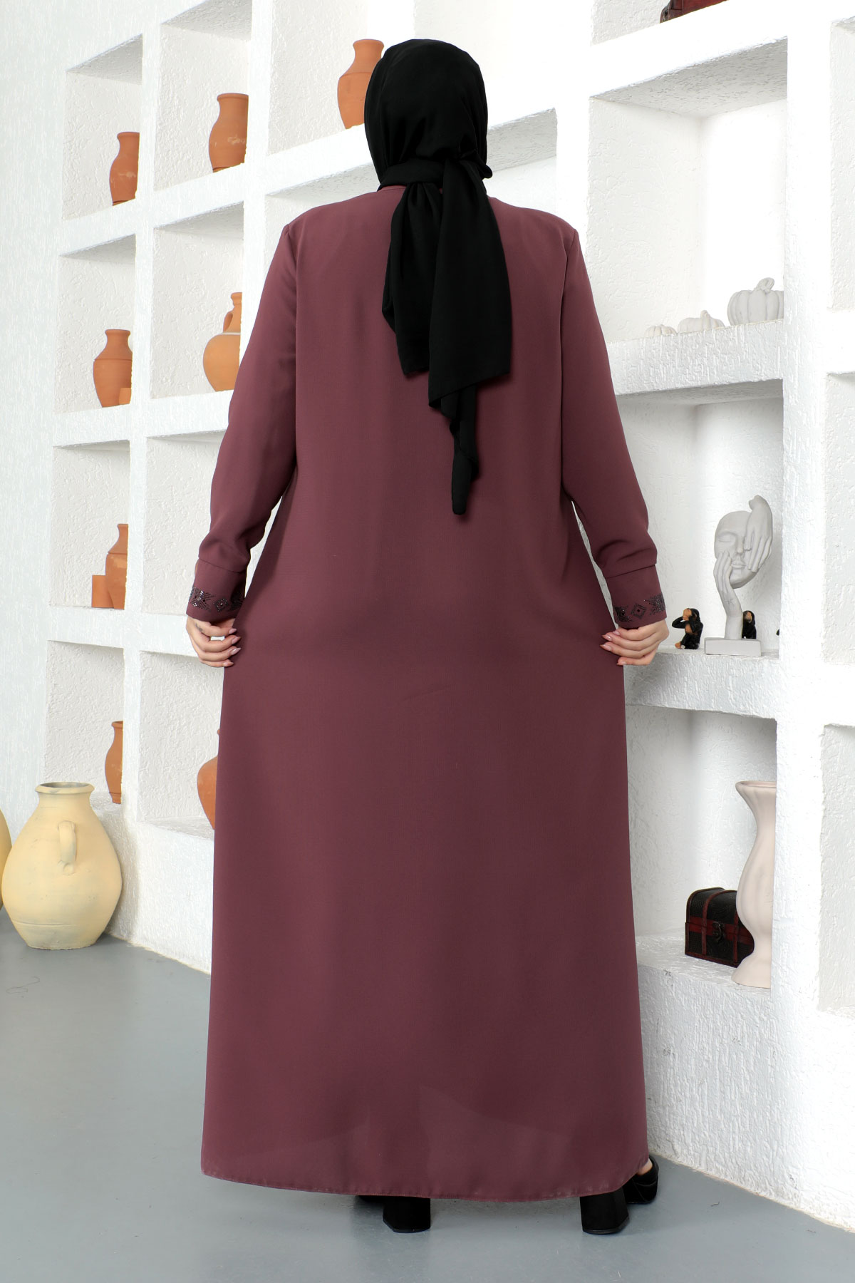 Pul Inlaid Hijab Abayas TSD230330 Rose Kurusu